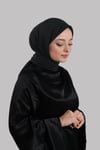 Siyah Düz Klasik Eşarp İtalyan Dikişli Pamuk Caz Sade - Hürrem Bone 202210_01