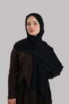 Siyah Düz Klasik Modal İtalyan Dikişli Şal Viskon Sade - Hürrem Bone 202127_01