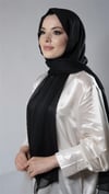 Siyah Düz Klasik Şal Şifon Kumaş Janjan Abiye - Hürrem Bone 202108_01