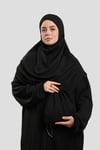 Siyah İki Parça Fermuarlı Namaz Elbisesi Dokuma Kendinden Desenli - Hürrem Bone 2516_01