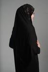 Siyah Kristal Taşlı Şal Viskon Yaprak Desenli - Hürrem Bone 202121_01