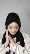 Siyah Pratik Hazır Geçmeli Bone Şal Şifon Kendinden Boneli Tek Bantlı - Hürrem Bone 1453_01