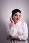 Siyah Pratik Hazır Geçmeli İç Bone Viskon Kumaş Dikişsiz Boru Bone - Halven 3006