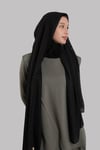 Siyah Pratik Hazır Geçmeli Şal Desenli Şifon Hijab Boneli - Hürrem Bone 2415_01