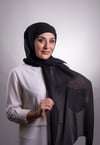 Siyah Pratik Hazır Geçmeli Şal Şifon Boru Boneli - Hürrem Bone 3001_01