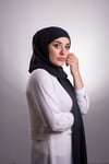 Siyah Pratik Hazır Geçmeli Şal Şifon Boru Boneli - Hürrem Bone 3001_01