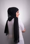 Siyah Pratik Hazır Geçmeli Şal Şifon Boru Boneli - Hürrem Bone 3001_01