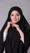 Siyah Pratik Hazır Geçmeli Tesettür Eşarp Medine İpeği Kumaş Arkadan Bağlamalı Sufle Hijab - Hürrem Bone 2301_01