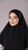 Siyah Pratik Hazır Geçmeli Tesettür Eşarp Aerobin Kumaş Düz Hijab - Hürrem Bone 2309_01