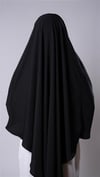 Siyah Pratik Hazır Geçmeli Tesettür Eşarp Medine İpeği Kumaş Arkadan Bağlamalı Sufle Hijab - Hürrem Bone 2301_01