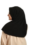 Siyah Pratik Hazır Geçmeli Tesettür Eşarp Sandy Kumaş Sade - Hürrem Bone 1600_01