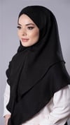 Siyah Pratik Hazır Geçmeli Tesettür Eşarp Pamuk Caz Kumaş Çift Katlı Çapraz Hijab - Hürrem Bone 2304_01
