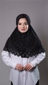 Siyah Pratik Hazır Geçmeli Tesettür Eşarp Fukuro Kumaş Piliseli Çiçek Desenli Lazer Kesim - Hürrem Bone 1829_01
