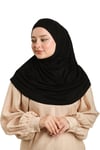 Siyah Pratik Hazır Geçmeli Tesettür Eşarp Viskon Boneli Büyük Boy - Hürrem Bone 1290BV_01