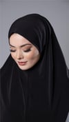 Siyah Pratik Hazır Geçmeli Tesettür Eşarp Sandy Kumaş Düz Hijab - Hürrem Bone 2308_01