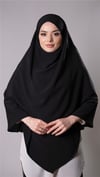 Siyah Pratik Hazır Geçmeli Tesettür Eşarp Medine İpeği Kumaş Arkadan Bağlamalı Çift Katlı Sufle Hijab - Hürrem Bone 2302_01