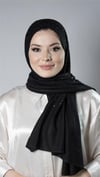 Siyah Pratik Hazır Geçmeli Tesettür Şal Örme Kumaş Taş Desenli - Hürrem Bone 2118T_01