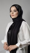 Siyah Şerit Çizgili Şal Viskon Kumaş Bursa Dolama - Hürrem Bone 202109_01