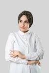 Siyah Simli Büzgülü Tesettür Bone Jakar Çiçek Desenli - Hürrem Bone 2317_01