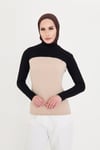 Siyah Tesettür Balıkçı Yakalı Boyunluklu Kolluk Viskon Düz - Hürrem Bone 1025_01