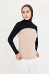 Siyah Tesettür Balıkçı Yakalı Boyunluklu Kolluk Viskon Düz - Hürrem Bone 1025_01