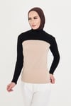 Siyah Tesettür Balıkçı Yakalı Boyunluklu Kolluk Viskon Düz - Hürrem Bone 1025_01