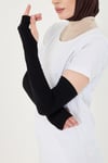Siyah Tesettür Parmak Geçmeli Kolluk Viskon Düz - Hürrem Bone 1024_01