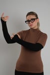 Siyah Tesettür Parmak Geçmeli Kolluk Viskon Düz - Hürrem Bone 1024_01