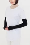 Siyah Tesettür Parmak Geçmeli Kolluk Viskon Düz - Hürrem Bone 1024_01