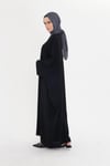 Siyah Yarasa Kol Oversize Medine İpeği Arkası Düğmeli Düz Elbise - Hürrem Bone 4001_01
