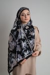 Siyah Zera Şal Koleksiyon İtalyan Dikişli Mucize Kumaş Çiçek Desenli - Hürrem Bone 202132_01