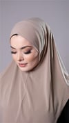 Sütlü Kahve Pratik Hazır Geçmeli Tesettür Eşarp Sandy Kumaş Düz Hijab - Hürrem Bone 2308_26