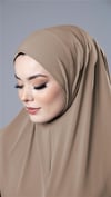 Sütlü Kahve Pratik Hazır Geçmeli Tesettür Eşarp Sandy Kumaş Yırtmaçlı Düz Hijab - Hürrem Bone 2310_26