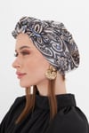 Taş Pratik Hazır Geçmeli Tesettür Bone Kesik Elyaf Retro Desenli - Hürrem Bone 2409_46