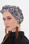 Taş Pratik Hazır Geçmeli Tesettür Bone Kesik Elyaf Retro Desenli - Hürrem Bone 2409_46