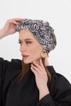 Taş Pratik Hazır Geçmeli Tesettür Bone Kesik Elyaf Retro Desenli - Hürrem Bone 2409_46
