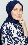 LACİVERT / BLOOM DESEN ŞAL 