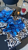 MAVİ D / LEOPAR DESEN VUAL İPEK ŞAL