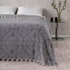  Damask Desenli Çift Kişilik Yatak Örtüsü Jakarlı 200x230 Cm Füme