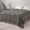  Damask Desenli Çift Kişilik Yatak Örtüsü Jakarlı 200x230 Cm Haki