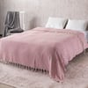  Damask Desenli Çift Kişilik Yatak Örtüsü Jakarlı 200x230 Cm Pembe