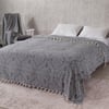 Damask Desenli Çift Kişilik Yatak Örtüsü Jakarlı 200x230 Cm Füme