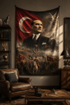 Atatürk, Anıtkabir ve Türk Ordusu Temalı Duvar Örtüsü  Afişi Kalın Kumaş 