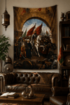 Fatih Sultan Mehmet İstanbul'a girişi Temalı Duvar Örtüsü  Afişi Kalın Kumaş 