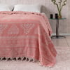 Fil Desenli Çift Kişilik Yatak Örtüsü Jakarlı 200x230 Cm Pembe