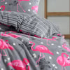 Flamingo Desenli Gri Tek Kişilik Nevresim Takımı