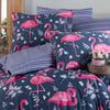 Flamingo Desenli Lacivert Tek Kişilik Nevresim Takımı