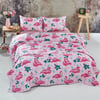 Flamingo Desenli Tek Kişilik Pike Takımı Pembe