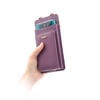 Grande Hakiki Deri Telefon Bölmeli Omuz Askılı Kadın Çanta / Cüzdan - Mürdüm