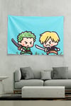 Vagonik Chibi Zoro Sanji Fight One Piece Duvar Örtüsü Tapestry